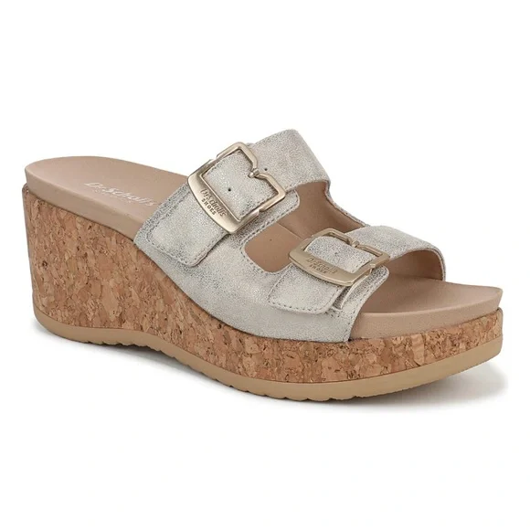 Dr. Scholl's Light Gold Wedge Sandals - Picture 1 of 6